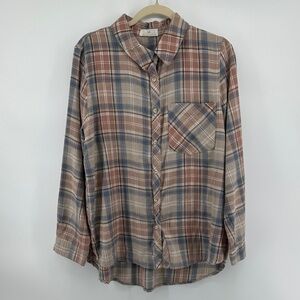Classic Plaid Grunge Layered Looks Hipster Button-Up Shirt L/S Plaid Cozy SZL